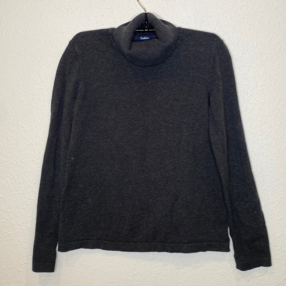 Reitmans Dark Gray Ribbed Turtleneck Knit Sweater EUC Sz Lg Cotton Nylon Women’s